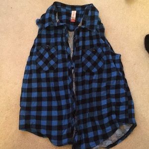 Blue flannel button up shirt